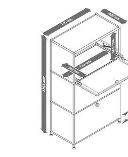Dressers Kovový regál »CN3« s 3 výklopnými priehradkami, sivý