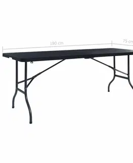 Záhradné stoly Skladací záhradný stôl 180 cm čierna Dekorhome