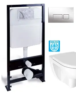Kúpeľňa PRIM - předstěnový instalační systém s chromovým tlačítkem 20/0041 + WC JIKA LYRA PLUS RIMLESS + SEDADLO duraplastu SLOWCLOSE PRIM_20/0026 41 LY2