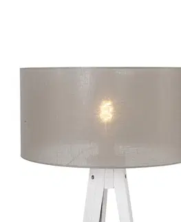 Stojace lampy Moderná stojaca lampa statív biela s tienidlom tupá 50 cm - Tripod Classic