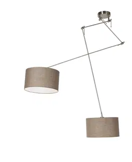Zavesne lampy Inteligentné oceľové závesné svietidlo s tienidlom 35 cm hnedé vrátane 2 Wifi A60 - Blitz