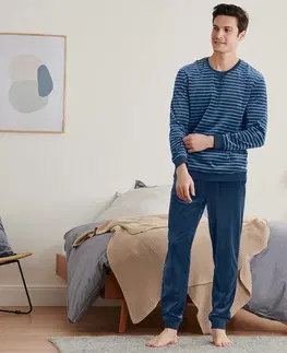 Pajamas Pyžamo z plyšovej pleteniny, prúžkované