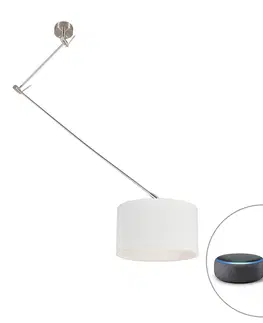 Zavesne lampy Inteligentné oceľové závesné svietidlo s bielym tienidlom 35 cm vrátane Wifi A60 - Blitz