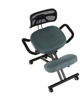 Jedálenské stoličky KONDELA Rufus ergonomická kľakačka na kolieskach sivá / čierna