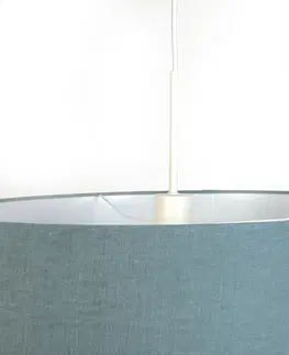 Zavesne lampy Závesná lampa biela s modrým tienidlom 50 cm - Combi 1