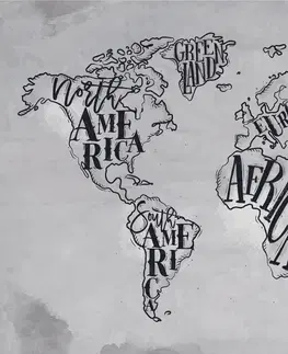 Samolepiace tapety Samolepiaca tapeta čiernobiela mapa sveta na vintage podklade