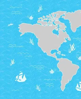 Obrazy mapy Obraz nebesky modrá mapa sveta
