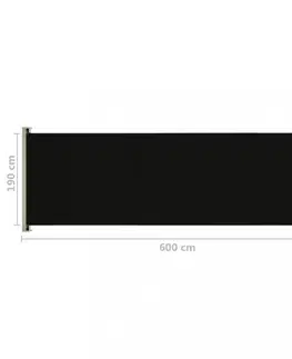 Bočné markízy Zaťahovacia bočná markíza 200x600 cm Dekorhome Čierna