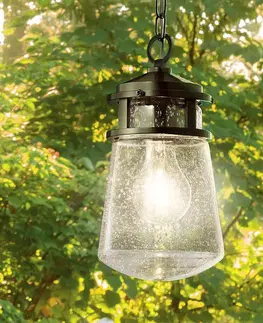 Vonkajšie závesné svietidlá KICHLER Vonkajšia závesná lampa Lyndon sklenené tienidlo