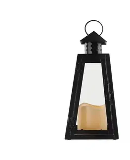 Vianočné osvetlenie  1 LED lampáš čierna hranatá, 26,5 cm, 3x AAA, vnútorné, vintage (DCLV18)