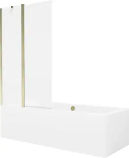 Sprchové dvere MEXEN/S - Cube obdĺžniková vaňa 180 x 80 cm s panelom + vaňová zástena 100 cm, transparent, zlatá 550518080X9410115000