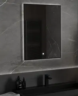 Kúpeľňa MEXEN - Erma zrkadlo s osvetlením 60 x 80 cm, LED 6000K, čierny rám 9814-060-080-611-70