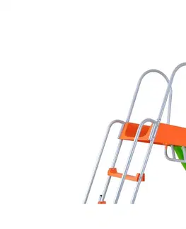Šmýkačky na zahradu Šmýkačka s rebríkom 310 cm GH2226 zelená / oranžová