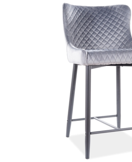 Barové stoličky NOLIN B H-2 VELVET barová stolička, šedá