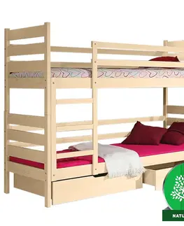 Drevené postele Poschodová posteľ Darek 190x80 prírodná borovica