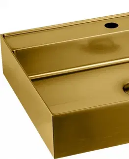 Kúpeľňa SAPHO - AURUM nerezové umývadlo 55x42 cm, vrátane výpuste, zlatá matná AU202