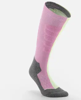 snowboard Detské lyžiarske ponožky 100 ružovo-zelené