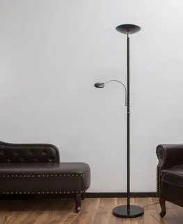 Stojacie lampy Lindby LED stojacia lampa Malea na čítanie, čierna