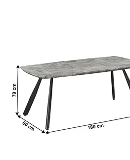 Jedálenské stoly Jedálenský stôl, betón/čierna, 180x90 cm, ADELON