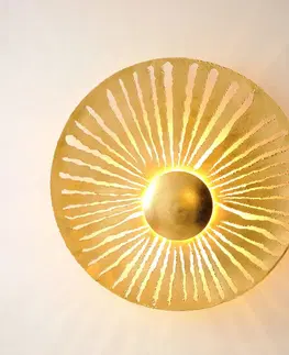 Nástenné svietidlá Holländer Nástenné svietidlo Pietro, zlatá farba, Ø 71 cm, železo