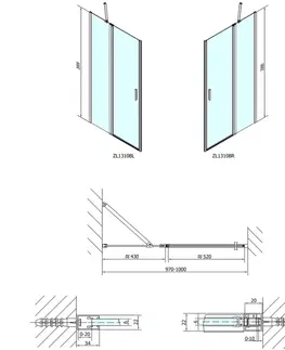 Sprchovacie kúty POLYSAN - ZOOM LINE BLACK sprchové dvere 1000, číre sklo ZL1310B