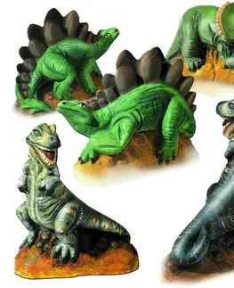 Drevené hračky SES Sadrový trojkomplet Dinosaury