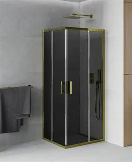 Sprchovacie kúty MEXEN - Rio sprchovací kút štvorec 90 x 90, grafit, zlatá 860-090-090-50-40