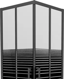 Vane MEXEN/S - Rio sprchovací kút štvorec 70 x 70 cm, pruhy, čierny + vanička Rio vrátane výpuste 860-070-070-70-20-4510