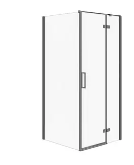 Sprchovacie kúty CERSANIT - JOTA rohový sprchovací kút - (90x90X195) priehľadné sklo - čierny, PRAVÝ S160-004