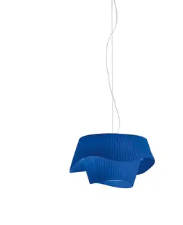 Závesné svietidlá Modo Luce Modo Luce Cocó textilná závesná lampa Ø 80cm modrá
