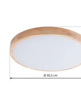 SmartHome stropné svietidlá Lindby Lindby Innes LED svetlo drevo Ø 50,5 cm smart