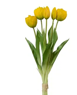 Kvety Umelý zväzok tulipánov 5 ks žltá, v. 38 cm