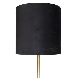 Stojace lampy Klasická stojaca lampa mosadz s čiernym tienidlom 40 cm - Simplo