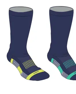 ponožky Detské bežecké ponožky 500 UC tmavomodro-zeleno-žlté 2 páry