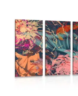 Abstraktné obrazy 5-dielny obraz kvety v abstraktnom ponímaní