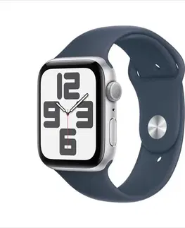 Inteligentné hodinky Apple Watch SE GPS 44mm strieborná , hliníkové puzdro so športovým remienkom burková modrá - S/M
