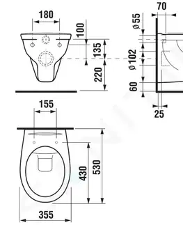 Záchody JIKA - Dino Závesné WC so sedadlom SoftClose, Rimless, Dual Flush, biela H8603770000001