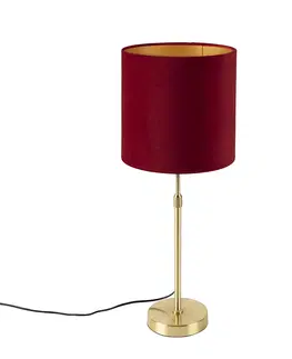 Stolove lampy Stolová lampa zlatá / mosadz s červeným zamatovým odtieňom 25 cm - Parte