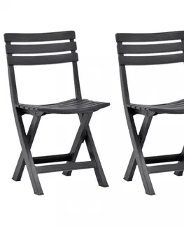 Záhradné kreslá a stoličky Skladacie záhradné stoličky 2ks plast Dekorhome Antracit