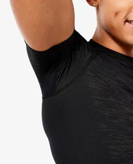 tričká Pánske kompresné tričko na posilňovanie s krátkym rukávom priedušné s okrúhlym výstrihom čierne