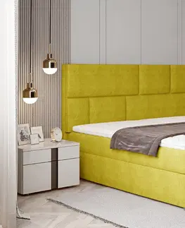 Postele NABBI Ferine 165 čalúnená manželská posteľ s úložným priestorom žltá