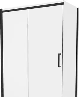 Vane MEXEN/S - Omega sprchovací kút 140x80, transparent, čierna + biela vanička so sifónom 825-140-080-70-00-4010B