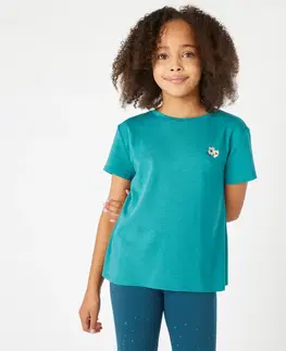 nohavice Dievčenské bavlnené tričko 500 zelené