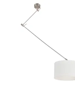 Zavesne lampy Inteligentné oceľové závesné svietidlo s bielym tienidlom 35 cm vrátane Wifi A60 - Blitz