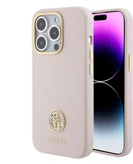 Puzdrá na mobilné telefóny Guess Liquid Silicone 4G Strass Metal Logo Zadný Kryt pre iPhone 15 Pro Max, pink 57983116631