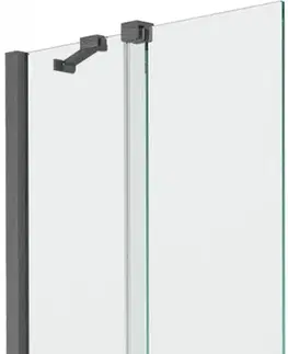 Sprchové dvere MEXEN/S - Velar Dvojkrídlová posuvná vaňová zástena 75 x 150 cm, transparent, šedá kartáčovaná 896-075-000-01-66