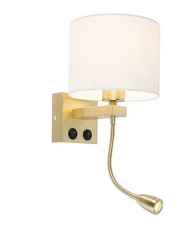 Nastenne lampy Nástenná lampa v štýle art deco zlatá s bielym tienidlom - Brescia