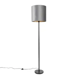 Stojace lampy Moderná stojaca lampa čierna odtieň sivá 40 cm - Simplo