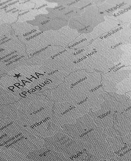 Obrazy mapy Obraz elegantná šedá mapa Česka