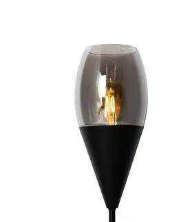 Stolove lampy Moderná stolná lampa čierna s dymovým sklom - Drop